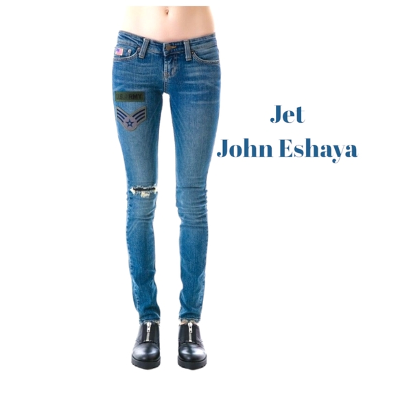 Jet Denim - Jet John Eshaya Jeans Military Patch Sz 4